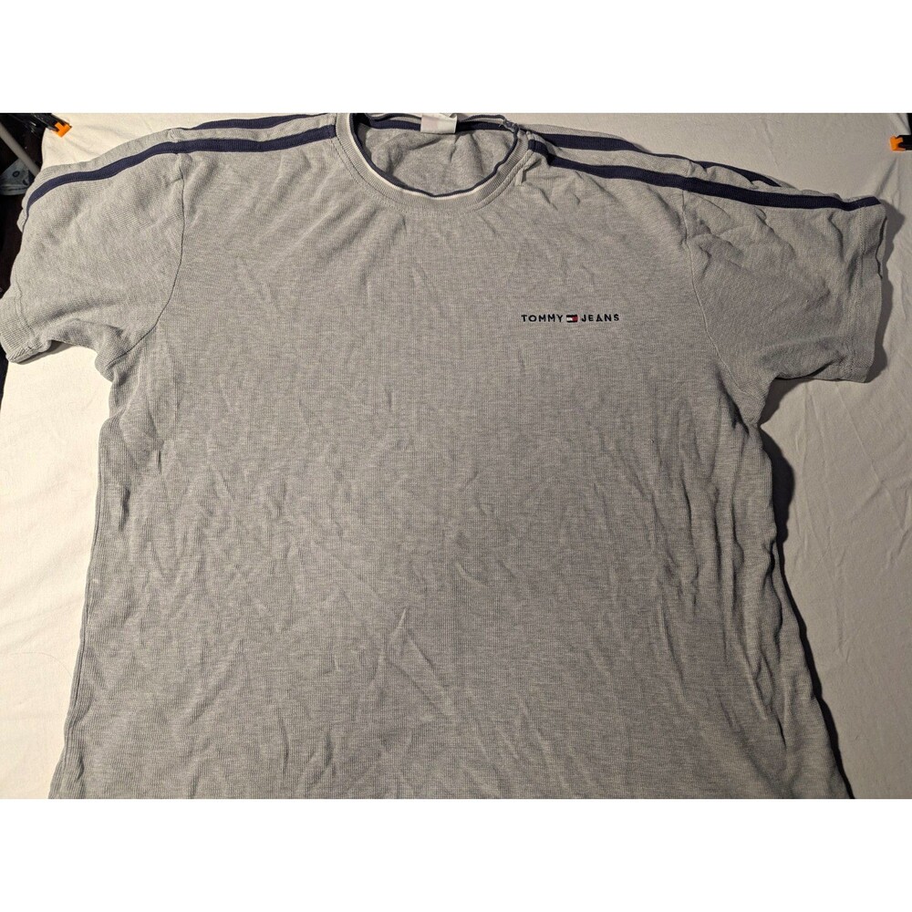 Tommy Jeans Mens Gray Crew Neck Short Sleeve Logo Cotton Knit T-Shirt XL